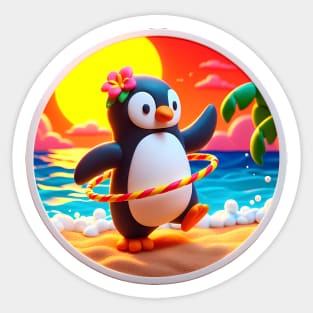 Hula Hoopin' Penguin Sticker